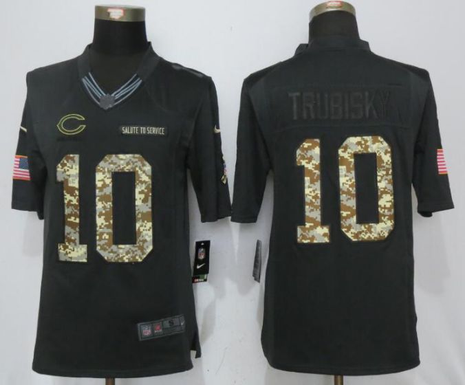 Men Chicago Bears #10 Trubisky Anthracite Nike Salute To Service Limited NFL Jerseys